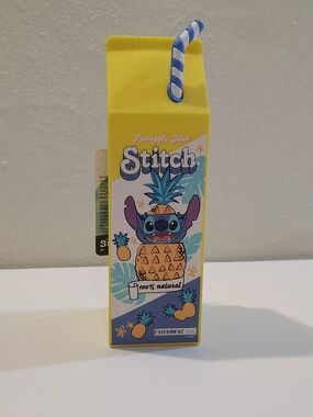 Disney Stitch Pineapple Juice Pencil Case Pouch Silicone Zipper New w/ Tag